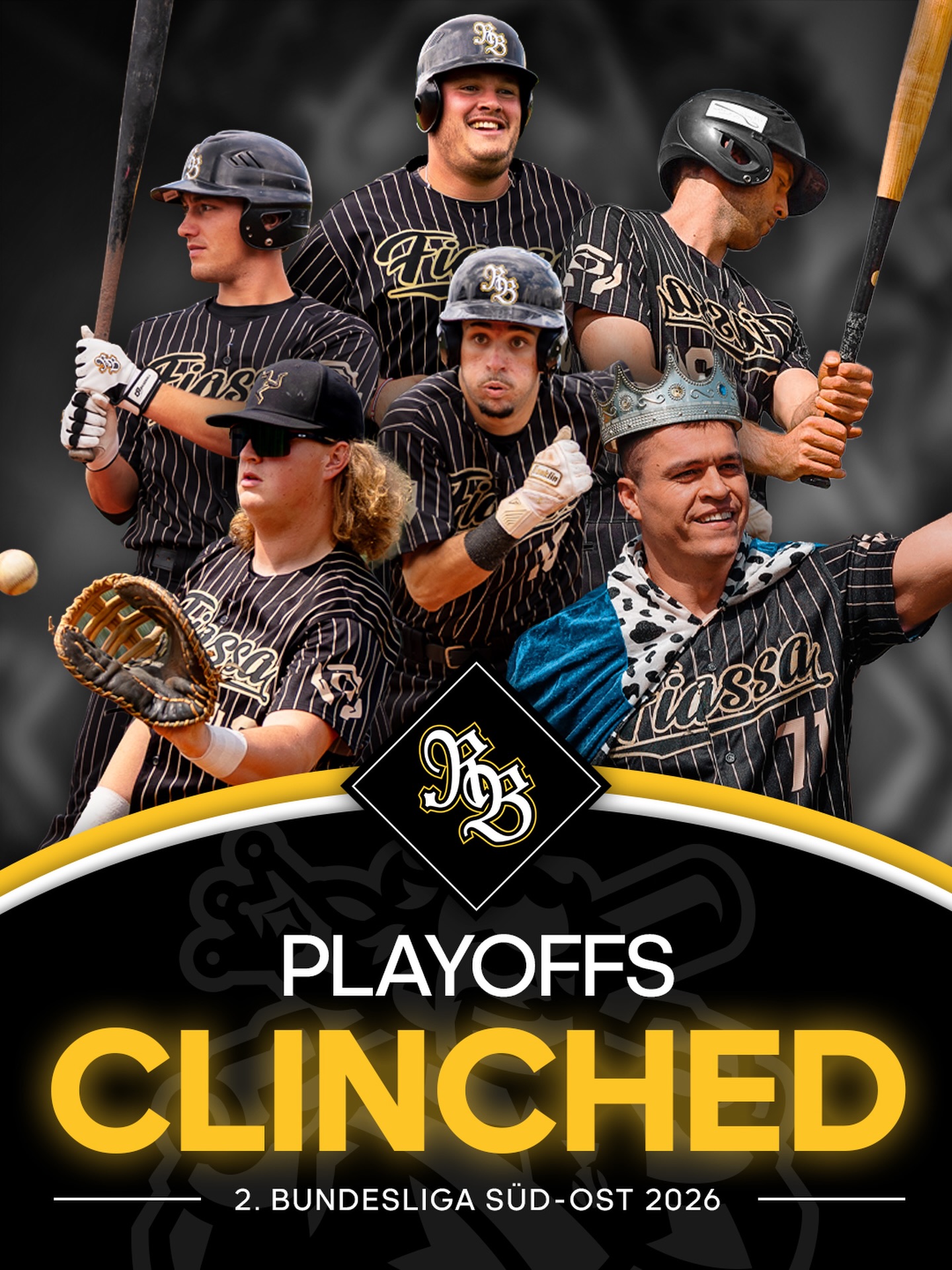 PLAYOFFS CLINCHED! 🏆👑

Auswärts bei den Gauting Indians haben wir heute geliefert – Doubleheader-Sweep mit 15:5 und 16:2! Damit ist es offiziell: die Füssen Royal Bavarians stehen in den Playoffs der 2. Bundesliga Süd-Ost 2026! 🔥⚾

Harte Arbeit, Teamgeist und pure Leidenschaft zahlen sich aus. Jetzt geht’s um alles – wir sind bereit! 💪

#Fiassa #RBNation #HomeoftheKing👑