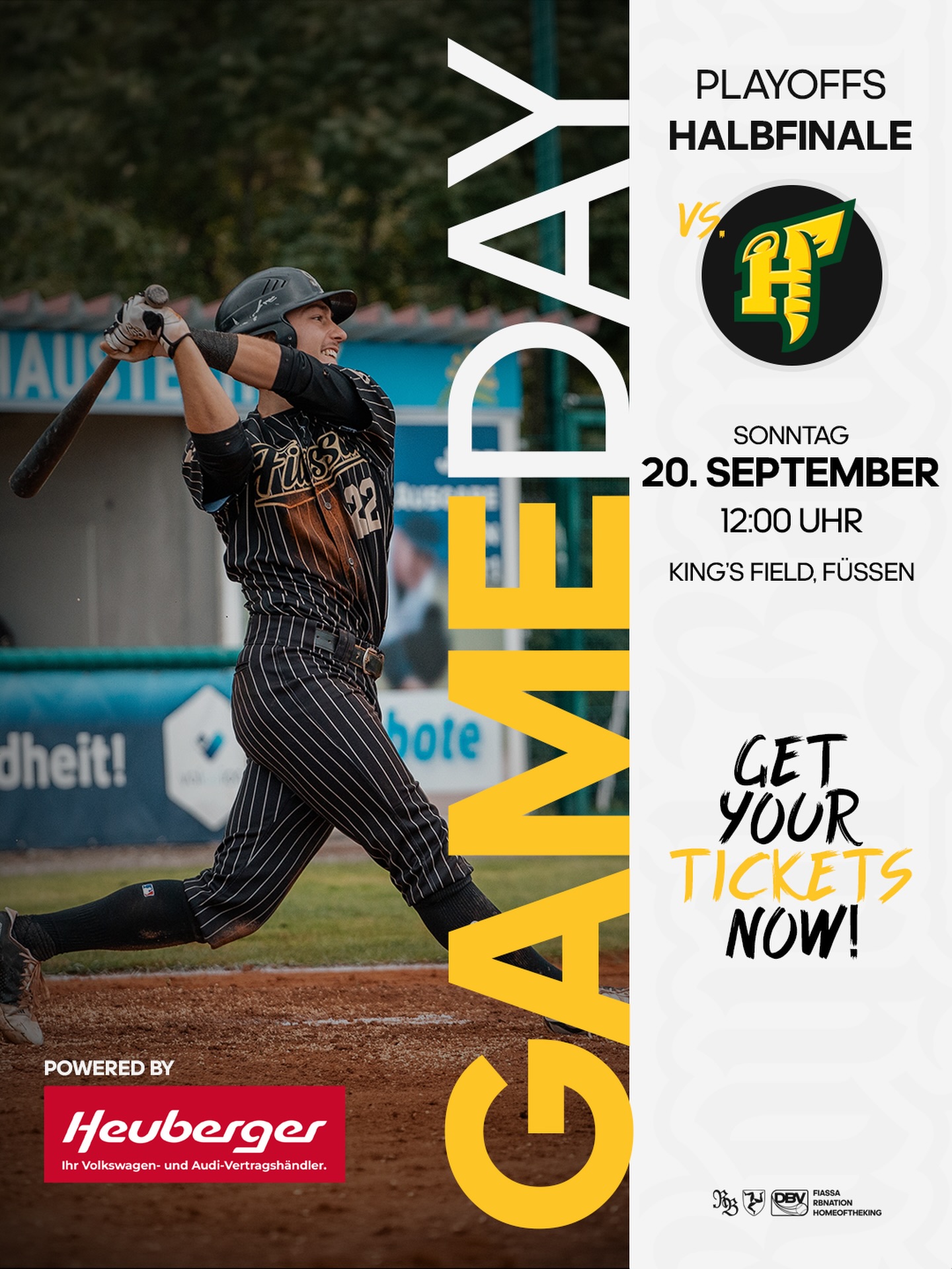 HALBFINALE AM KING’S FIELD 👑🏟️⛰️

Game 1 Zuahuse und alles auf Anschlag! 📣

🗓️ Sonntag, 20. September | 12:00 Uhr

Jetzt brauchen wir euch auf den Rängen. Macht das King’s Field zum Hexenkessel und seid laut 🖤💛

🎟️ Tickets sichern und gemeinsam Geschichte schreiben 🖊️ 

#Fiassa #RBNation #HomeoftheKing👑
📸: @felix.blersch